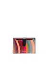 Paul Smith Swirl Print Leather Cardholder In Multicolour