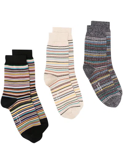 Paul Smith Stripped Socks (pack Of Three) In Multicolor