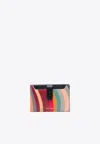 Paul Smith Swirl Print Leather Cardholder In Multicolor