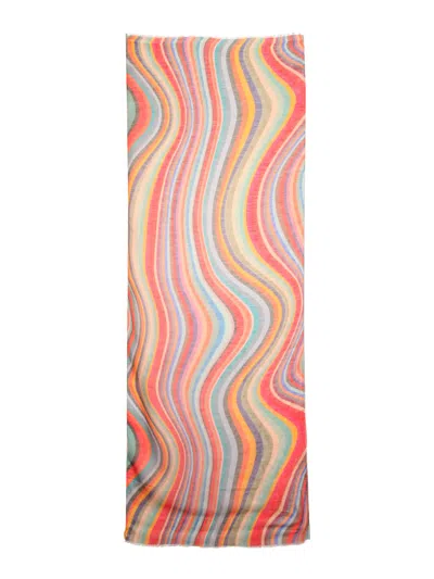 Paul Smith Swirl Print Scarf In Multicolour