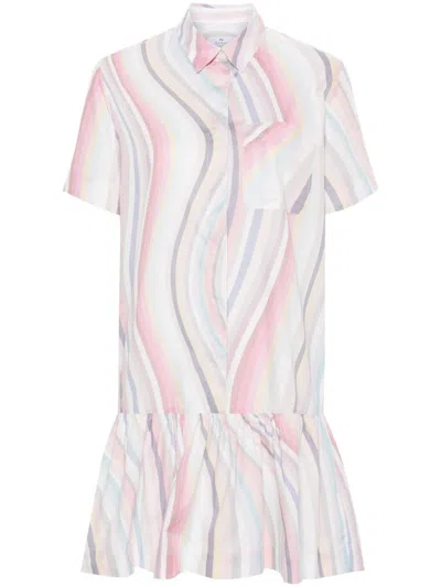 Paul Smith Swirl Print Shirt Dress In Multicolour