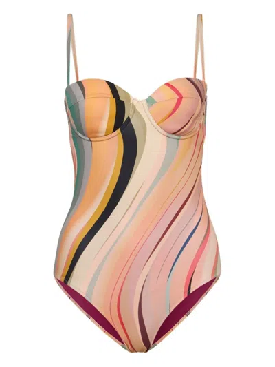 Paul Smith Swirl Swimsuit In Brown