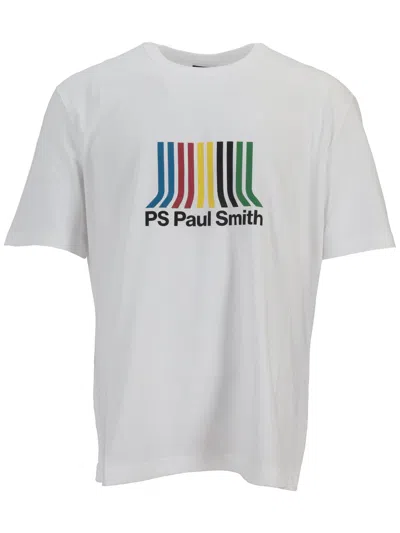 Paul Smith Mens Casual Fit Ss T Shirt Ps Stripe In White