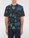 Paul Smith Black Half Tone Floral T-shirt With Pixelated Flower Print In Blue