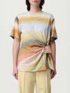 Paul Smith Crew Neck Striped Cotton T-shirt With Tie Detail