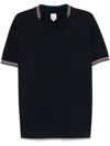 Paul Smith Black T-shirt With Multicolor Striped Accents In Black