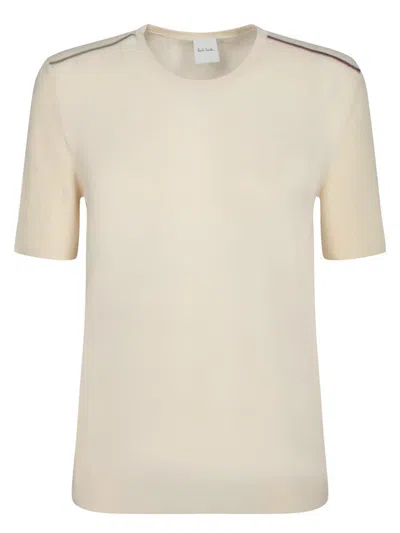 Paul Smith Cotton Blend T-shirt With Subtle Shoulder Detailing In White