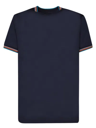 Paul Smith Signature Stripe Trim T-shirt In Blue