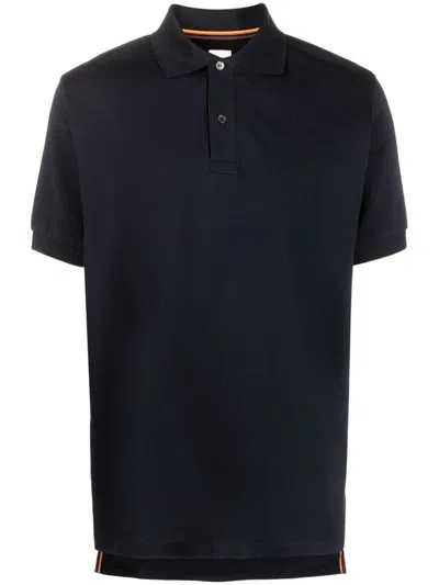Paul Smith Cotton Short Sleeves Polo In Navy Blue