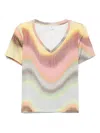 Paul Smith Abstract Pattern V-neck Top Ribbed Texture