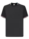 Paul Smith Black T-shirt With Multicolor Striped Accents In Black