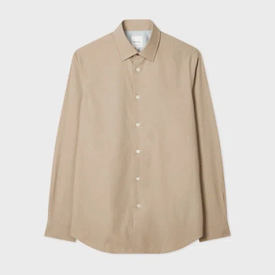 Paul Smith Tailored-fit Beige Poplin Shirt Grey In Gray