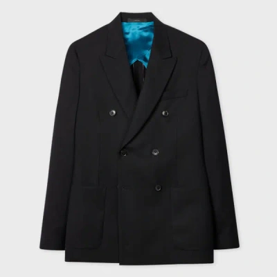 PAUL SMITH TAILORED-FIT BLACK 'SUIT TO TRAVEL IN' DOUBLE-BREASTED BLAZER