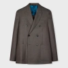 Paul Smith Tailored-fit Brown Double-breasted Melange Check Wool Blazer In Brown