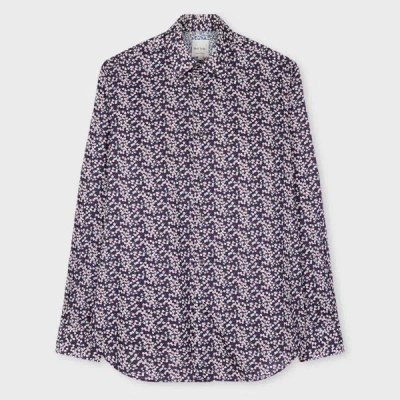 Paul Smith Tailored-fit Dark Purple 'liberty Floral' Print Shirt