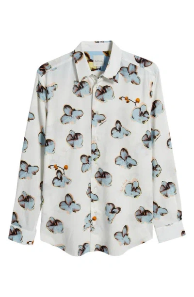 Paul Smith Tailored Fit Floral Dress Shirt In White