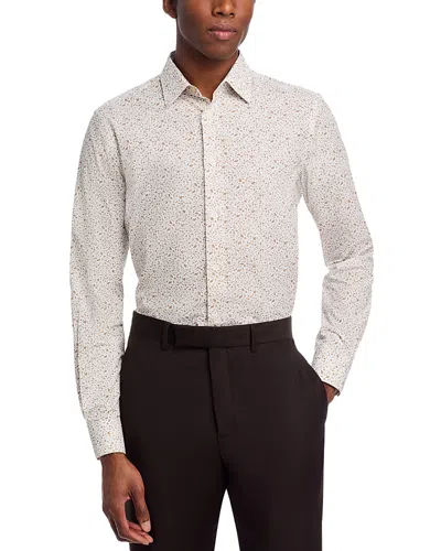Paul Smith Tailored Fit Floral Print Shirt In Light Beige