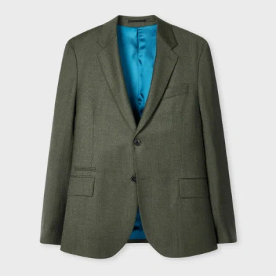 Paul Smith Tailored-fit Green Overdyed Wool-cashmere Flannel Blazer