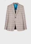 Paul Smith Tailored-fit Grey Check Buggy Lined Wool Blazer Brown In Brown