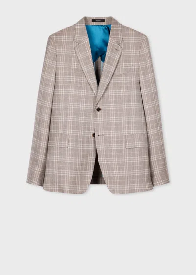 Paul Smith Tailored-fit Grey Check Buggy Lined Wool Blazer Brown