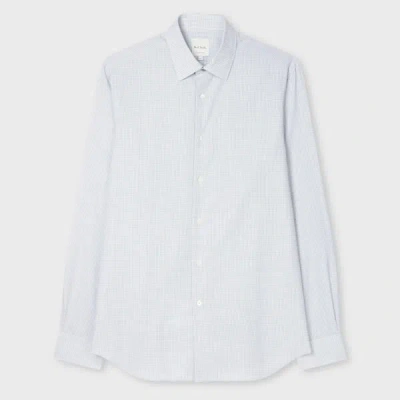 Paul Smith Tailored-fit Light Blue Check Flannel Shirt In Gray