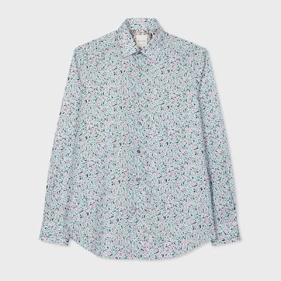 Paul Smith Tailored-fit Light Blue Floral Print Cotton Shirt