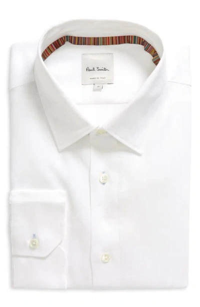 Paul Smith Tailored Fit Linen Dress Shirt In White