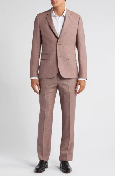 Paul Smith Tailored Fit Microcheck Wool & Mohair Suit In Pink