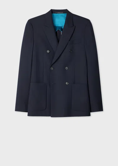Paul Smith Tailored-fit Navy 'suit To Travel In' Double-breasted Blazer Blue