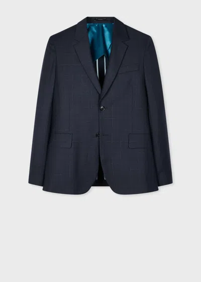 Paul Smith Tailored-fit Navy Windowpane Check Wool Buggy-lined Blazer Blue