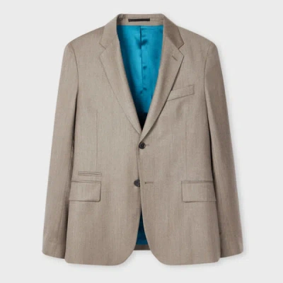 Paul Smith Tailored-fit Oatmeal Overdyed Wool-cashmere Flannel Blazer Grey In Gray