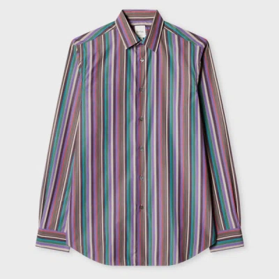 Paul Smith Tailored-fit Purple Multistripe Cotton Shirt Multicolour