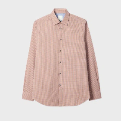 Paul Smith Tailored-fit Rust Gingham Shirt Orange In Pink