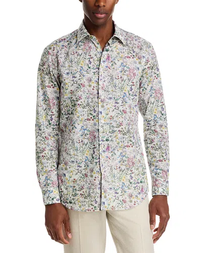 Paul Smith Tailored Floral Print Shirt In White