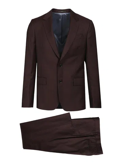 Paul Smith Tailored Single-breasted Wool Suit In Dark Red