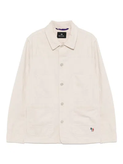 Paul Smith Tailored White Cotton-linen Blend Jacket In Neutral
