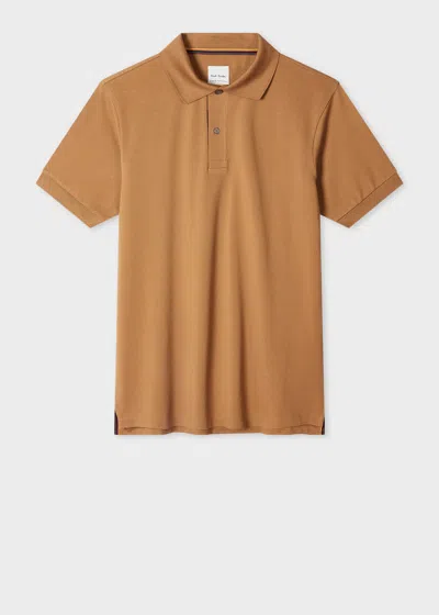 PAUL SMITH TAN 'ARTIST STRIPE' PLACKET POLO SHIRT BROWN