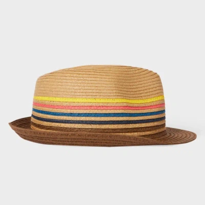 Paul Smith Tan 'artist Stripe' Raffia Trilby Hat Brown