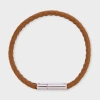 Paul Smith Tan Braided Leather Bracelet Brown