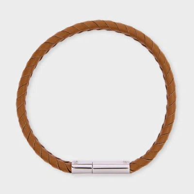 Paul Smith Tan Braided Leather Bracelet Brown