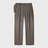 Paul Smith Tan Check Wool Pleat-front Belted Trousers Brown In Brown