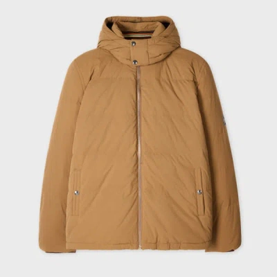 Paul Smith Tan Down Jacket With Detachable Hood Brown