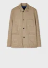 Paul Smith Tan Houndstooth Wool Tweed Work Jacket Brown In Brown