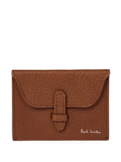 Paul Smith Tan Leather Envelope Card Holder In Brown
