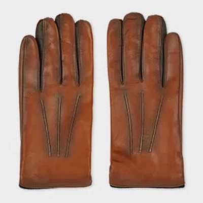 Paul Smith Tan Leather Gloves Brown