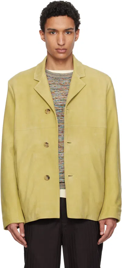 Paul Smith Tan Nubuck Leather Jacket In Green