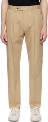 Paul Smith Pleat-detail Cotton Straight-leg Trousers In 61 Brown