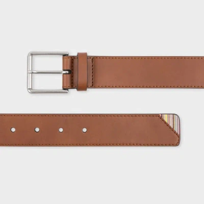 Paul Smith Tan 'signature Stripe' Corner Belt Brown