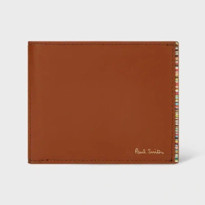 Paul Smith Tan 'signature Stripe' Trim Compact Billfold Wallet Brown
