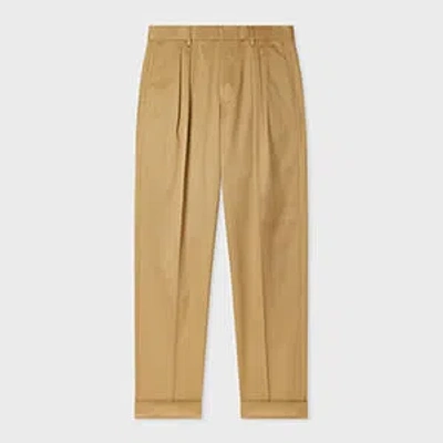 Paul Smith Tan Stretch Cotton-twill Double-pleat Trousers Brown